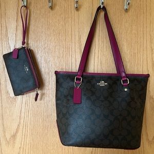 Coach Purse with matching clutch.